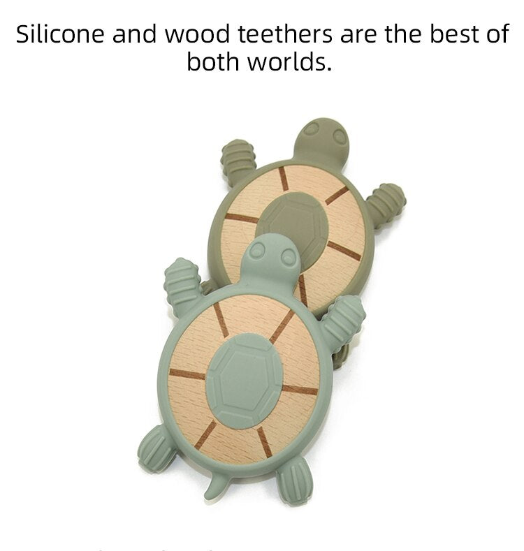 Silicone and Beechwood Animal Teethers